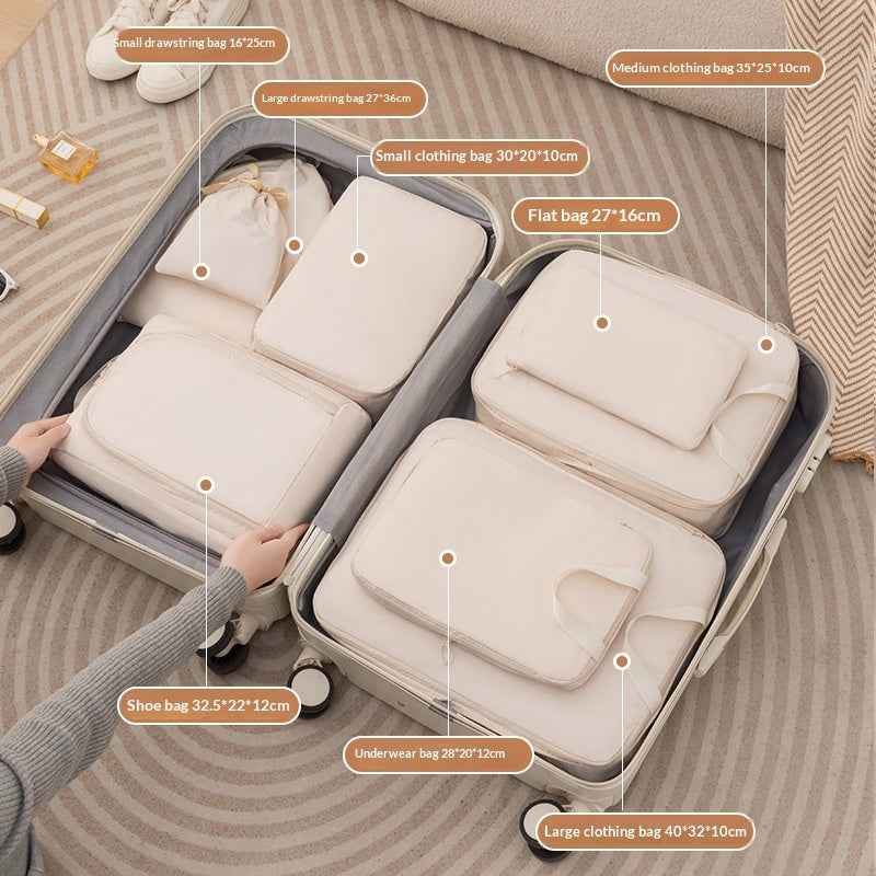 Compressible Travel Storage Bags Set - 6-Piece Luggage Organizers For Compartmentalized Packing Cubes