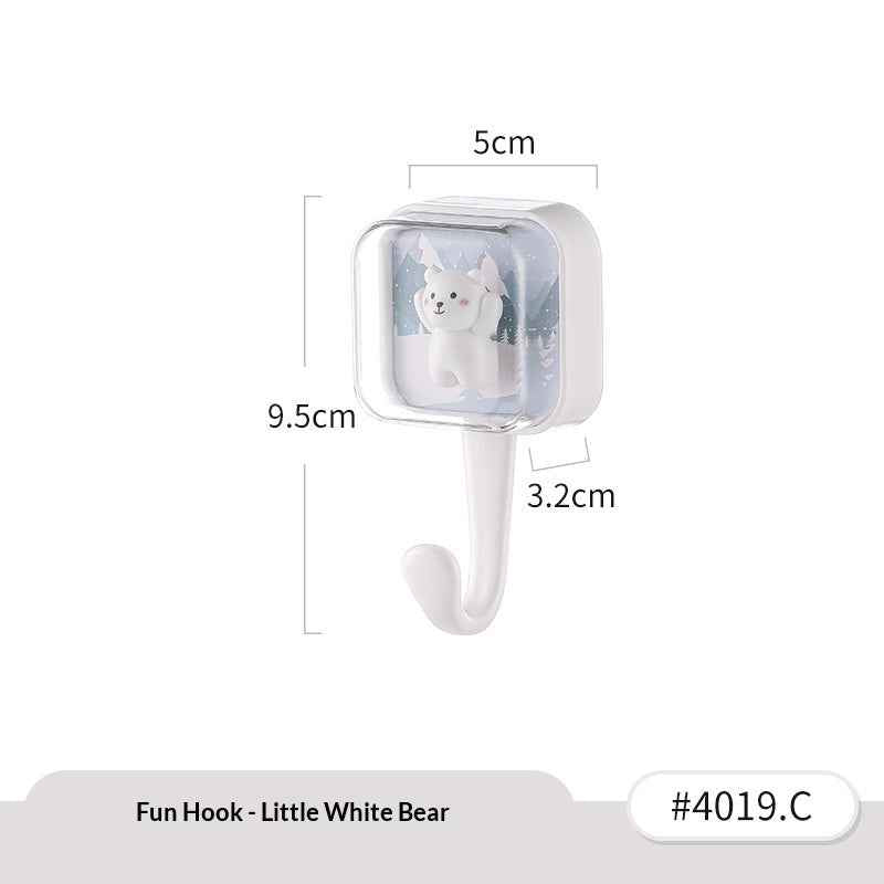 Cute Seamless No-drill Wall Hooks With Strong Adhesive Animal-shaped Key Organizers