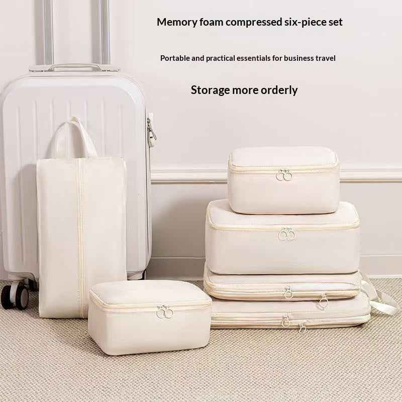 Compressible Travel Storage Bags Set - 6-Piece Luggage Organizers For Compartmentalized Packing Cubes