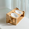Cat bowl wooden dish rack