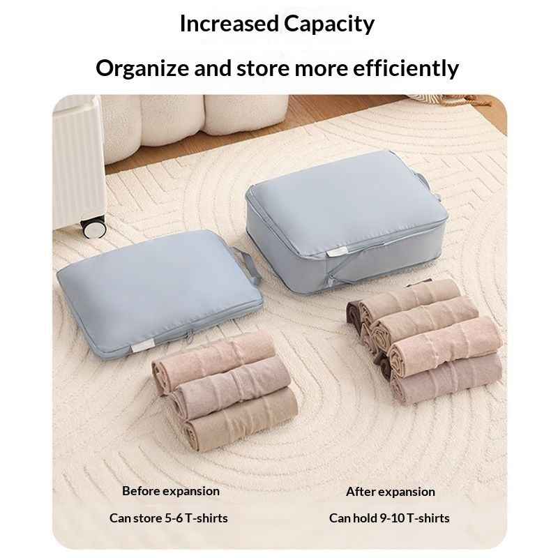 Compressible Travel Storage Bags Set - 6-Piece Luggage Organizers For Compartmentalized Packing Cubes