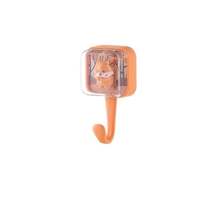 Cute Seamless No-drill Wall Hooks With Strong Adhesive Animal-shaped Key Organizers