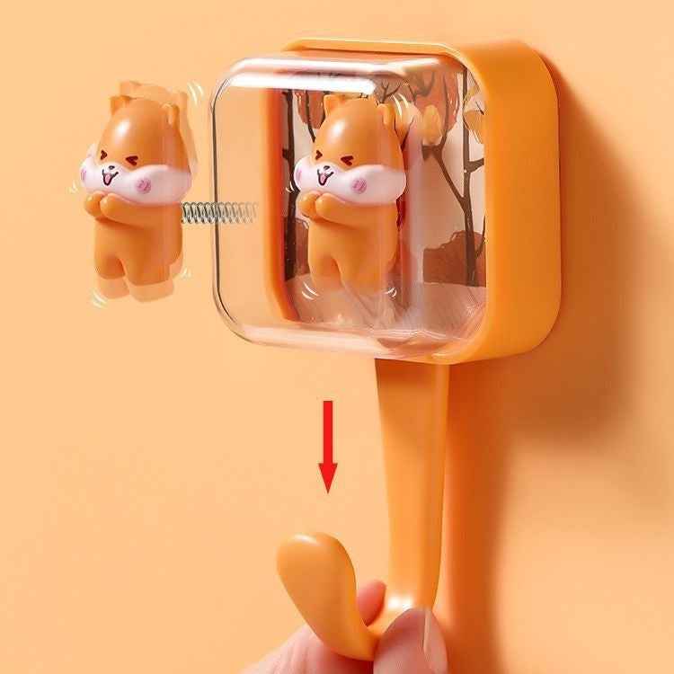 Cute Seamless No-drill Wall Hooks With Strong Adhesive Animal-shaped Key Organizers