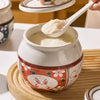 Lard Jar High Temperature Resistance Ceramic With Cover Spoon Seasoning Containers